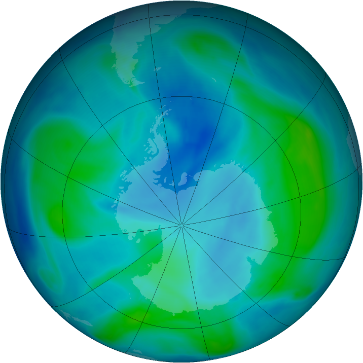 Antarctic ozone map for 07 February 2006